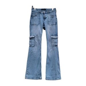 Aeropostale Midrise Utility Flare Cargo Jeans Wmns Sz 26 (0) 90's Y2k Festival